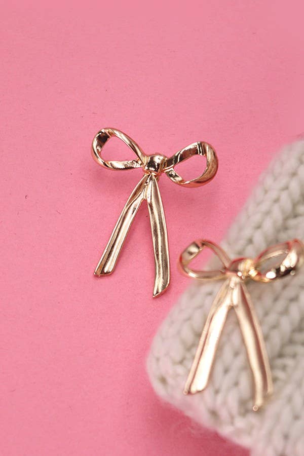 BOW MOVABLE STUD EARRINGS | 31E03579: Silver