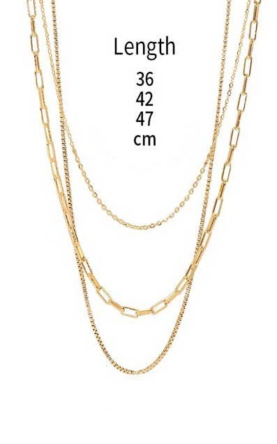 18K STAINLESS STEEL TARNISH FREE LAYERED NECKLACE GOLD