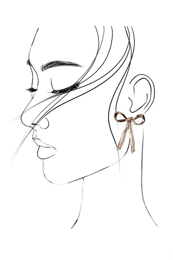 BOW MOVABLE STUD EARRINGS | 31E03579: Silver