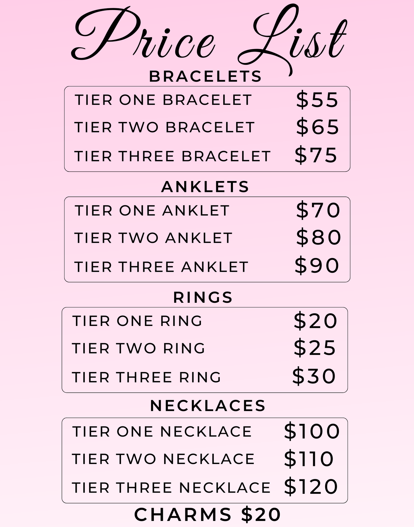 Permanent Jewelry Pricing