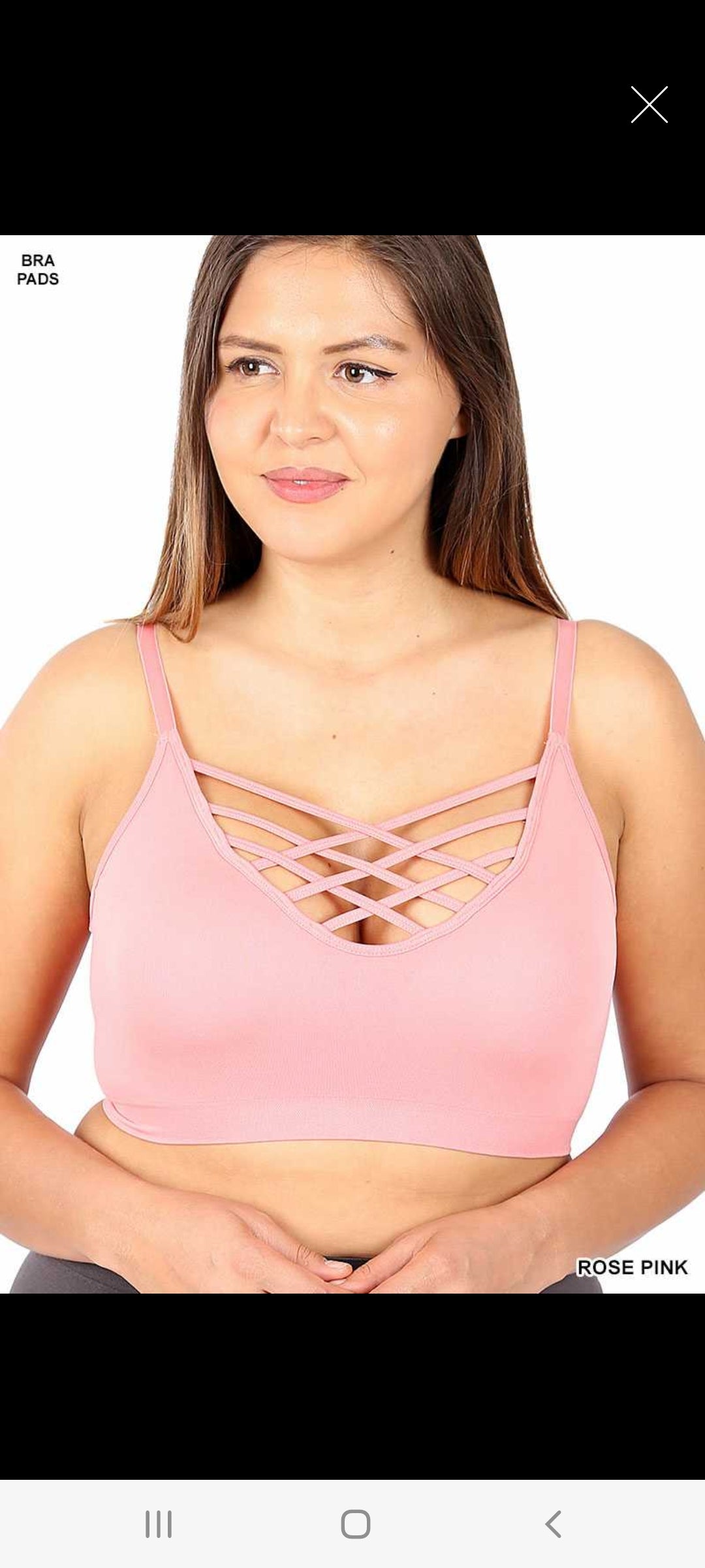 Curvy Front Lattice Bralette Rose Pink