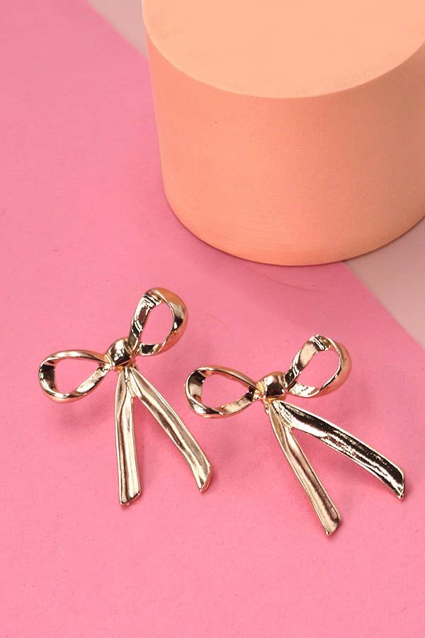 BOW MOVABLE STUD EARRINGS | 31E03579: Silver