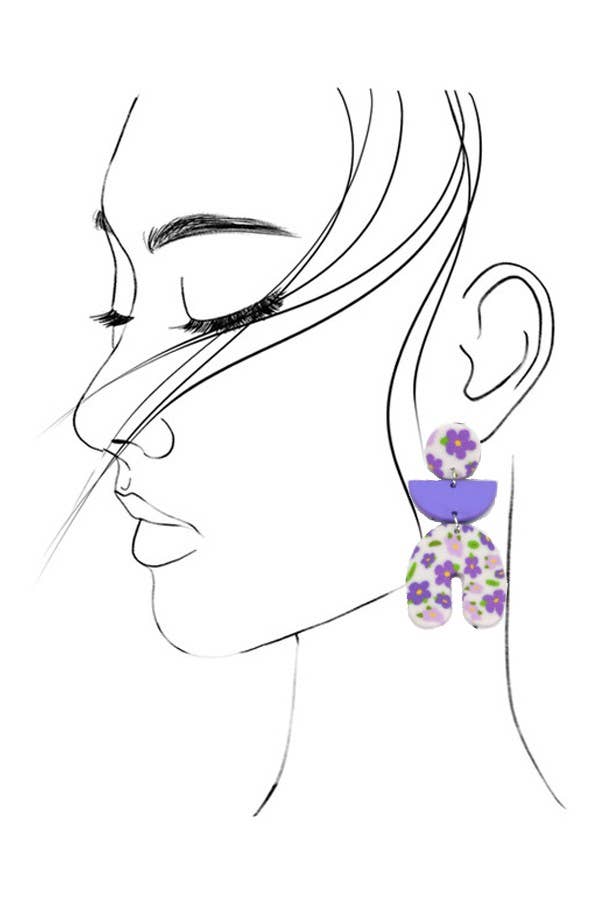 FLOWER POLYMER CLAY DROP EARRINGS | 40E286: Peach