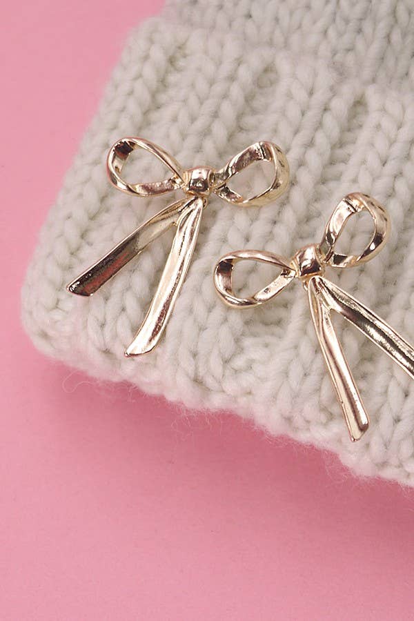 BOW MOVABLE STUD EARRINGS | 31E03579: Silver