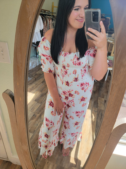 White Floral Jumpsuit