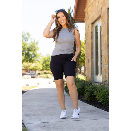 The Bree - Black  BIKER 7-inch SHORTS: S/M (Sizes 4-10) - OS