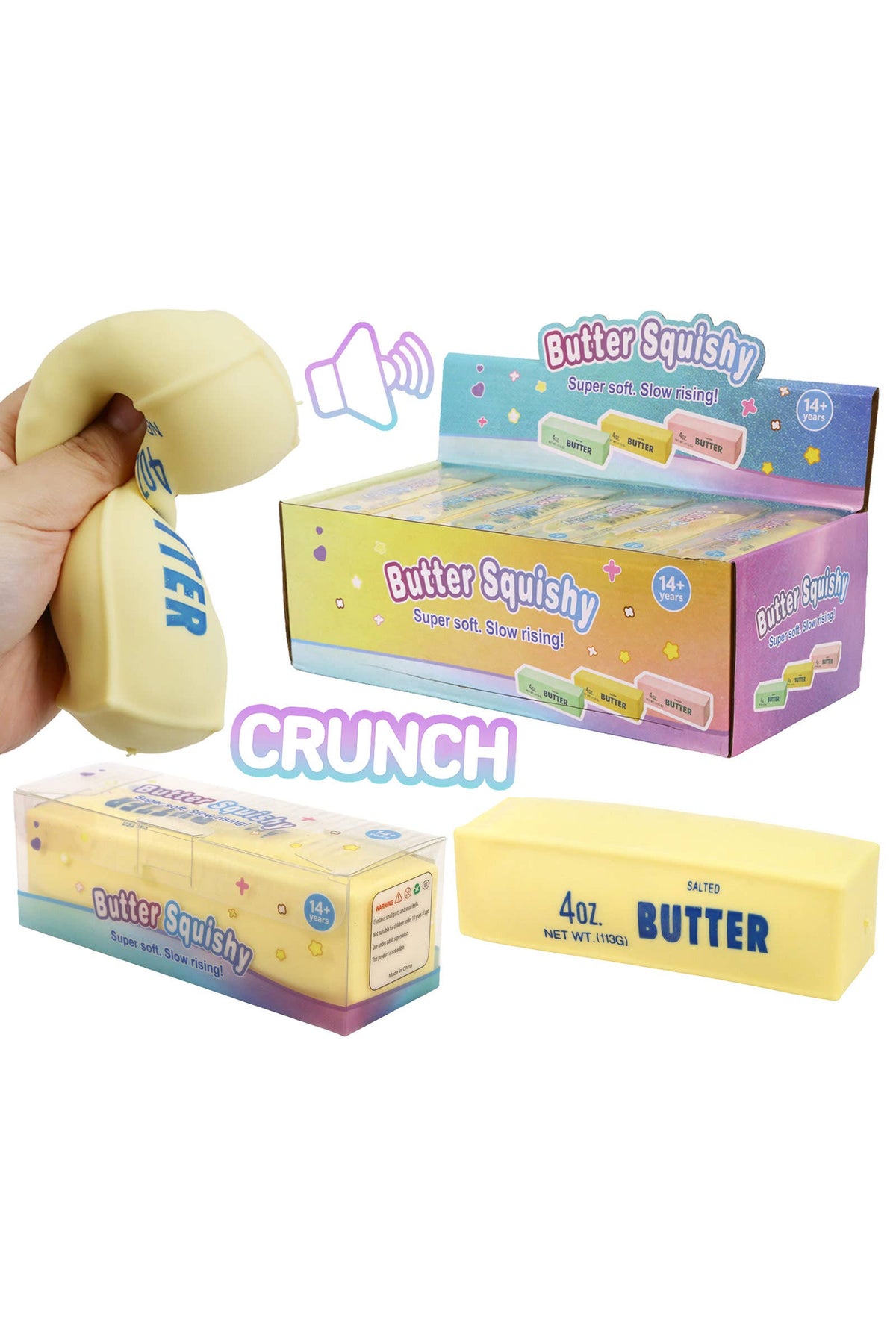 Yellow Butter Zero Rebound Crunchy Bead Slime TPR Squishy: YELLOW / ONE SIZE
