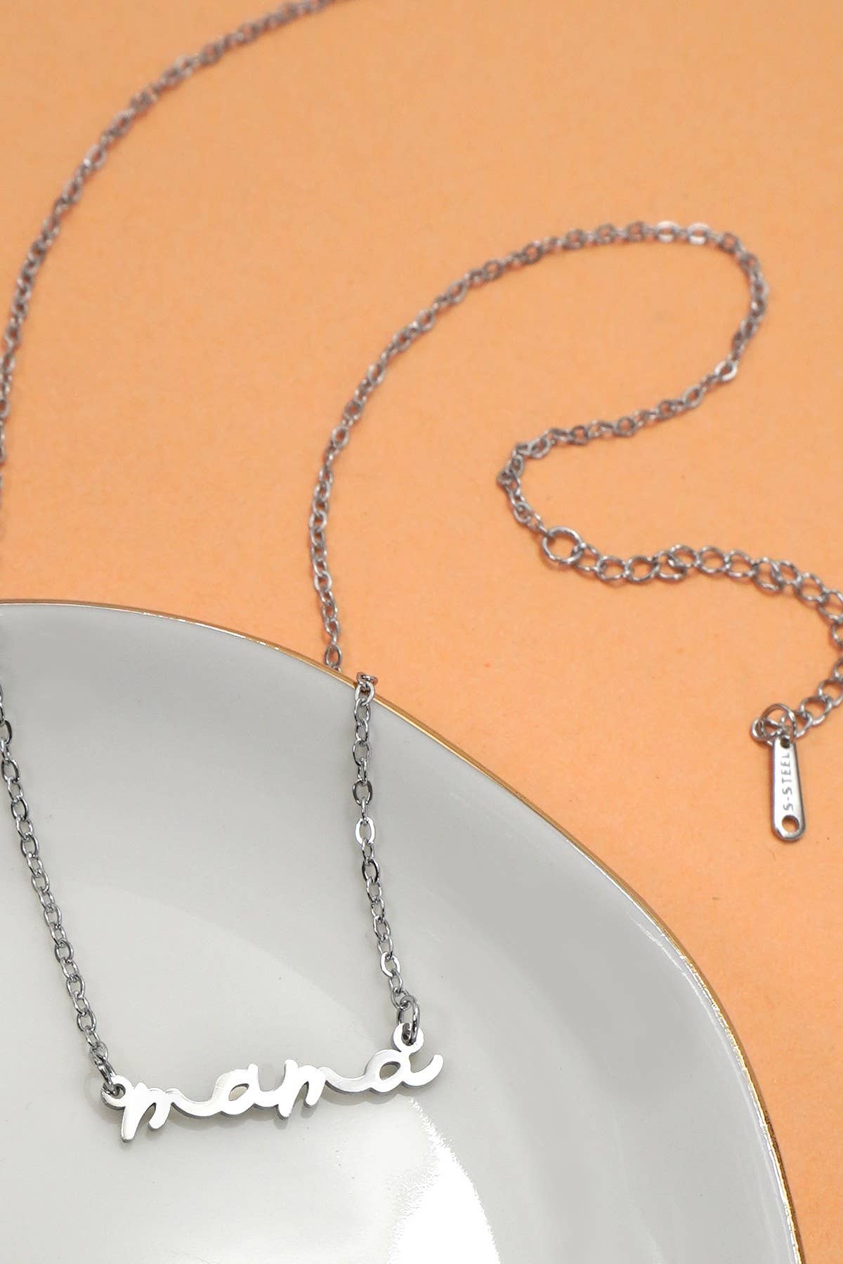 18K STAINLESS STEEL TARNISH FREE MAMA NECKLACE Silver