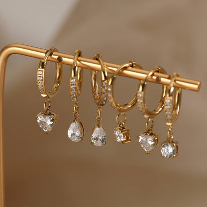 18K STAINLESS STEEL TARNISH FREE CRYSTAL EARRINGS | 40E471: HEART