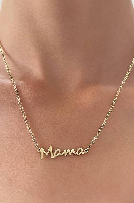 18K STAINLESS STEEL TARNISH FREE MAMA NECKLACE | 40NK9428: Gold