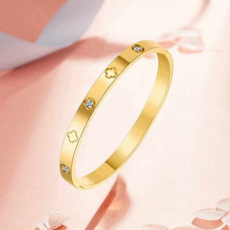 18K NON-TARNISH WATERPROOF STAINLESS STEEL BANGLE GOLD