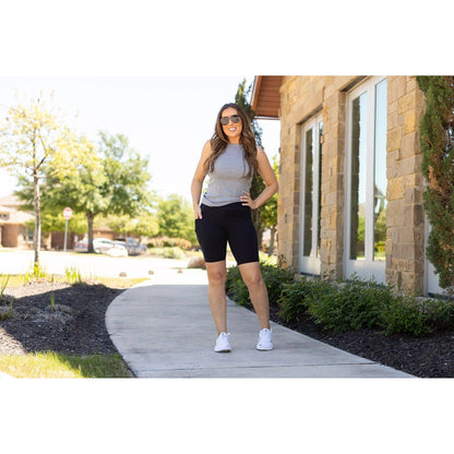 The Bree - Black  BIKER 7-inch SHORTS: L/XL (Sizes 12-18) - TC