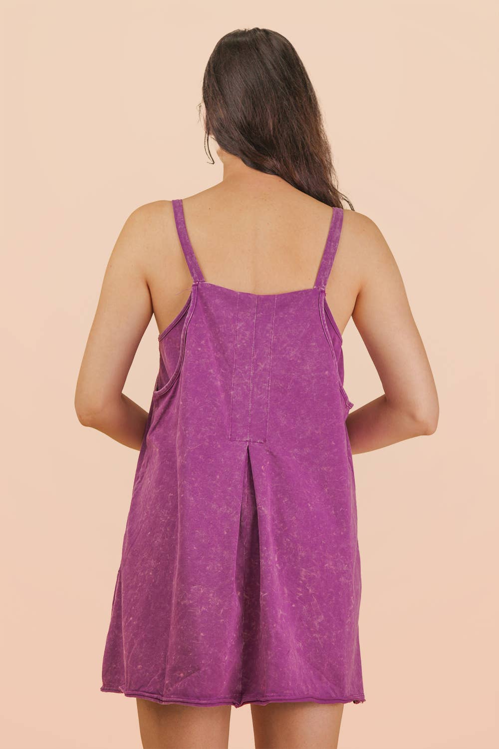 Mineral Washed Knit Mini Dress with Shorts Inside : PURPLE ORCHID