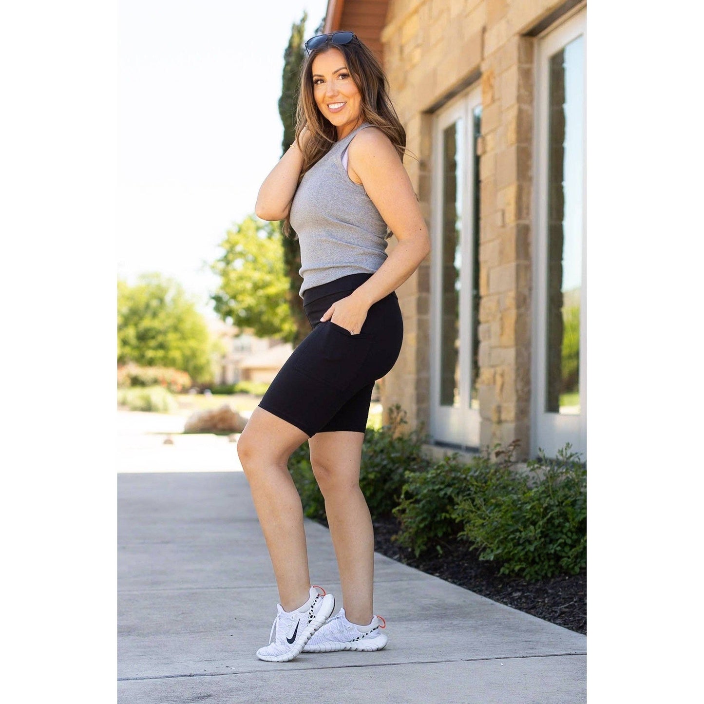 The Bree - Black  BIKER 7-inch SHORTS: L/XL (Sizes 12-18) - TC