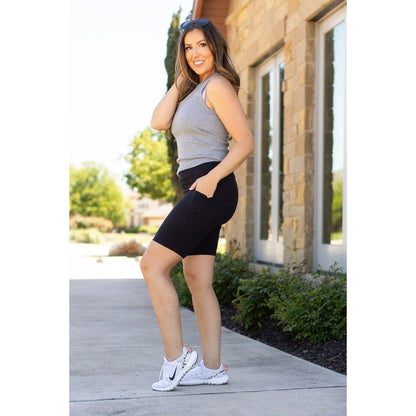 The Bree - Black  BIKER 7-inch SHORTS: L/XL (Sizes 12-18) - TC