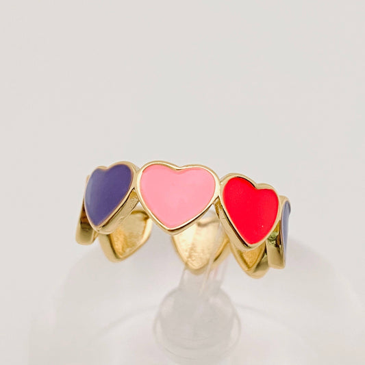 Enamel Flower Smiley Flower Heart-shaped Ring